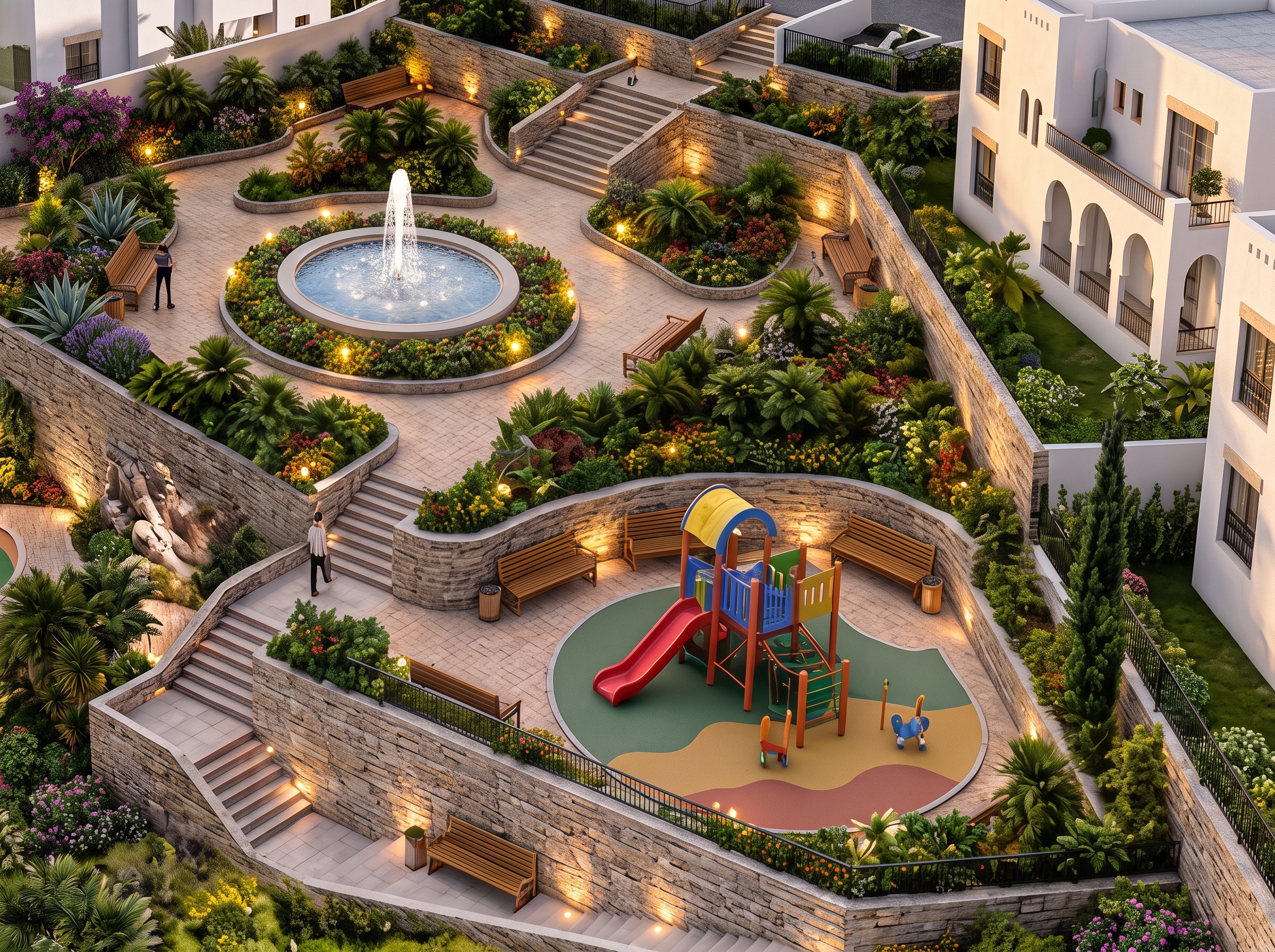 Enfants qui jouent dans le jardin